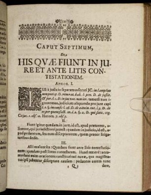 Caput Septimum, De His Quæ Fiunt In Jureet Ante Litis Contestationem.