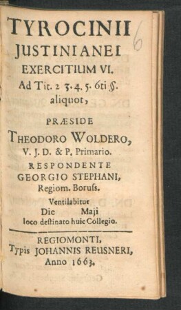Exercitium VI. Respondente Georgio Stephani