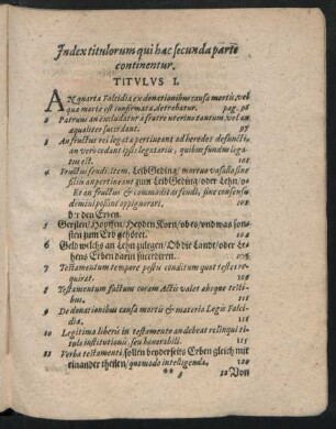 Index titulorum qui hac secunda parte continentur.