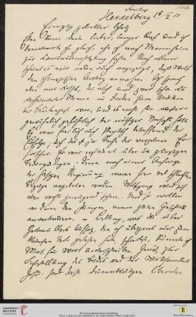 Heid. Hs. 3484,1048: Brief von Eberhard Gothein an Marie Luise Gothein