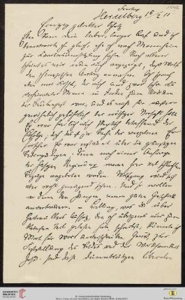 Heid. Hs. 3484,1048: Brief von Eberhard Gothein an Marie Luise Gothein
