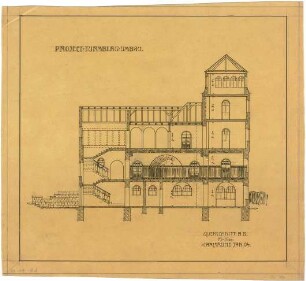 Billing, Hermann; Karlsruhe; Turmberg-Gaststätte, Erweiterung - Querschnitt A -B