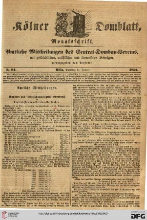 Kölner Domblatt: amtliche Mittheilungen des Central-Dombau-Vereins