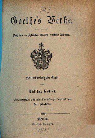 Goethe's Werke : nach den vorzüglichsten Quellen ..., 32. Philipp Hackert