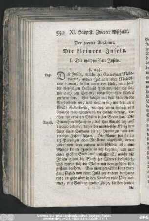 Der zweete Abschnitt. Die kleinern Inseln.