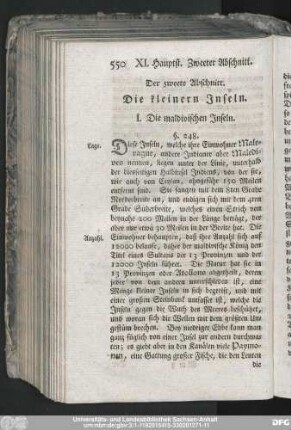 Der zweete Abschnitt. Die kleinern Inseln.