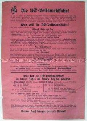 Propagandaflugblatt zu den Zielen der NS-Volkswohlfahrt