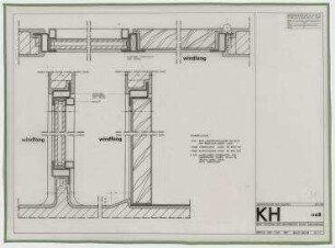 Forschungsprojekt Kunststoffhäuser (nicht realisiert) – K1, Bauteil 50-02, Windfangtür: Schnitte