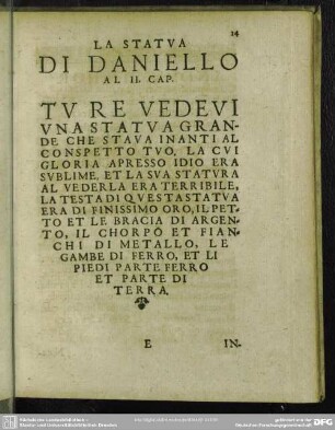 La Statua Di Daniello Al II. Cap.