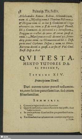 Titulus XIV. Qui Testamento Tutores Dari Possunt