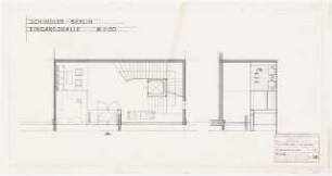 Büro- und Werkgebäude, Berlin-Marienfelde (Erweiterung Schindler-Aufzüge) 2. Projektstufe: Eingangshalle. Grundriss, Schnitt 1:50