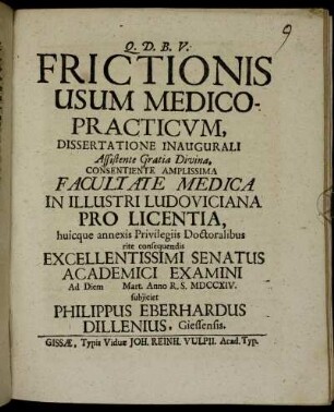 Frictionis Usum Medico-Practicum, Dissertatione Inaugurali