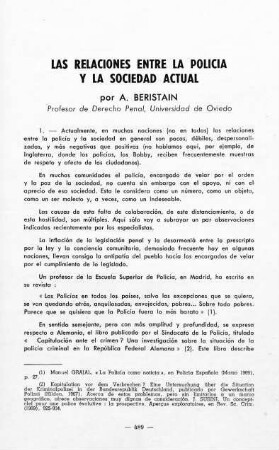 489-493, Las relaciones entre la policia y la sociedad actual