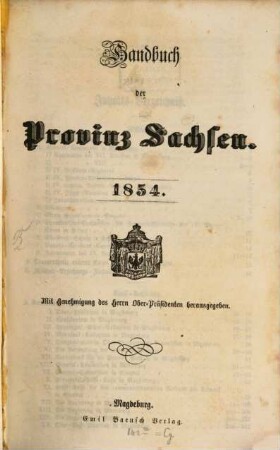 Handbuch der Provinz Sachsen. 1854