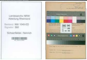 Entnazifizierung Heinrich Schoenfelder , geb. 24.06.1891 (Angestellter)