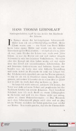 Hans Thomas Lebenslauf