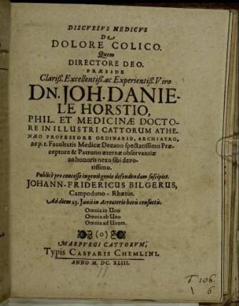 Discursus Medicus De Dolore Colico