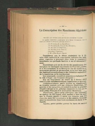 La Conscription des Musulmans Algériens.