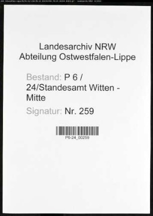 Sterberegister Standesamt Witten-Mitte