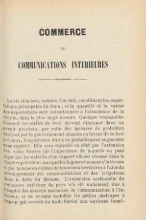 Commerce et communications interieures