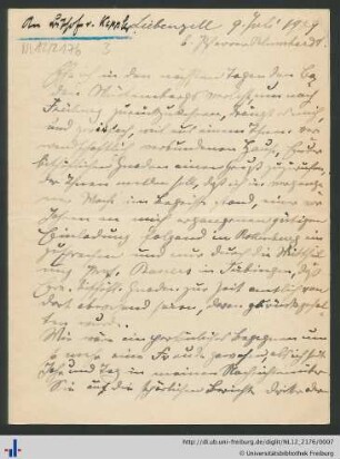 Brief von Schemann vom 09.07.1909.