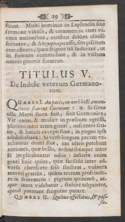 Titulus V. De Indole veterum Germanorum