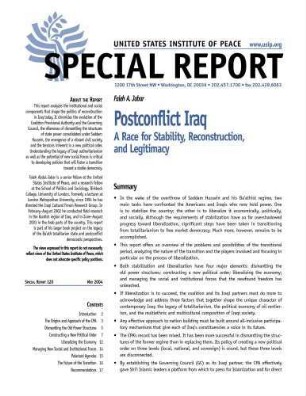 Post-conflict Iraq : a race for stability, reconstruction, and legitimacy
