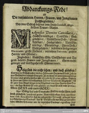 Abdankung : Abdanckungs-Rede