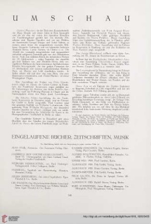 Eingelaufene Bücher, Zeitschriften, Musik