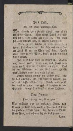 Das Zweyte. Fortsetzung des Vorigen.