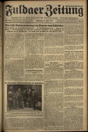 Erste Ausgabe vom Mittwoch, den 15. Juni 1932.