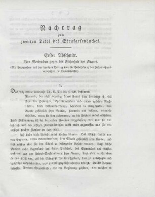Nachtrag zum zweiten Titel des Strafgesetzbuches