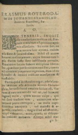 Erasmus Roterodamus Johanni Stanislao ...