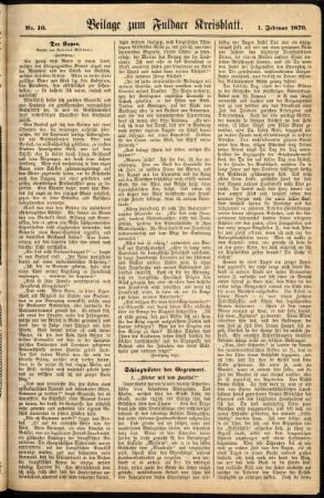 Zweite Ausgabe vom Samstag, den 01. Februar 1879.
