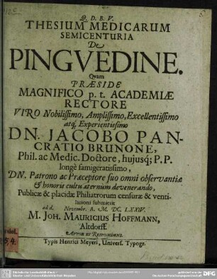 Thesium Medicarum Semicenturia De Pinguedine