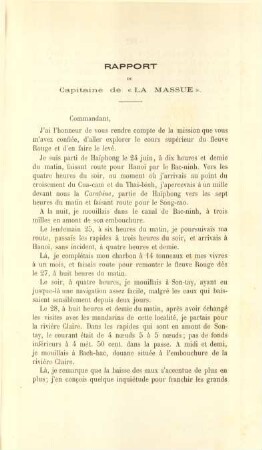 Rapport du capitaine de "La Massue"