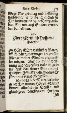 20. Zwey Christlich Passion-Gebetlein.