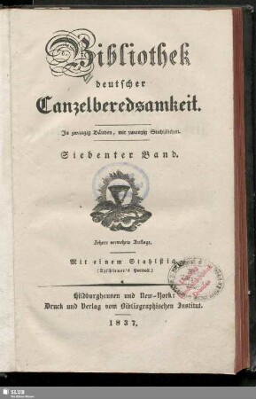 7: Bibliothek deutscher Canzelberedsamkeit : in zwanzig Bänden, mit zwanzig Stahlstichen