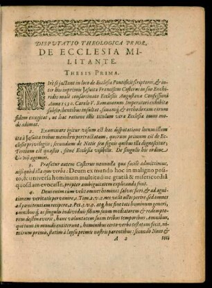 Disputatio Theologica Prior. De Ecclesia Militante.