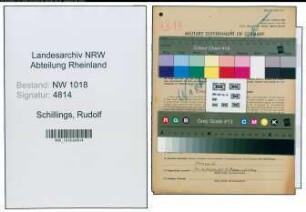 Entnazifizierung Rudolf Schillings , geb. 29.11.1914 (Angestellter)
