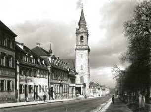 Ludwigsburg, Stuttgarter Straße : Ludwigsburg. Stuttgarter Straße. Blick nach Nordwesten gegen die Garnisonskirche (1903; Thiersch)