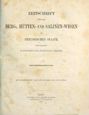 Zeitschrift für das Berg-, Hütten- und Salinenwesen im Deutschen Reich, 31. 1883