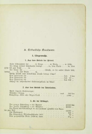 A. Erdkundliche Grundwerte