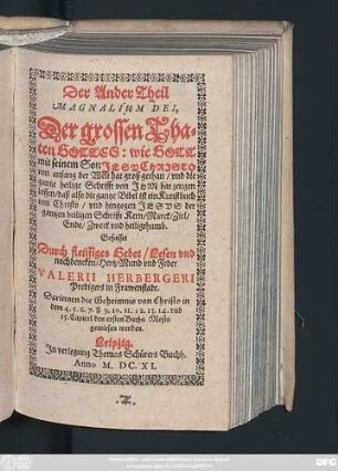 2: Darinnen die Geheimnis von Christo in dem 4. 5. 6. 7. 8. 9. 10. 11. 12. 13. 14. und 15. Capitel des ersten Buchs Mosis gewiesen werden