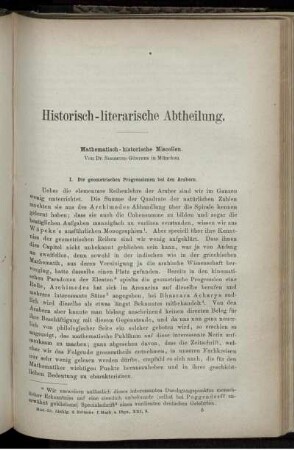 Mathematisch - historische Miscellen.