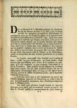 Recherches sur les Cométes ...