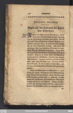 Neunzehnte Vorlesung. Regeln für den Gebrauch der figürlichen Schreibart.