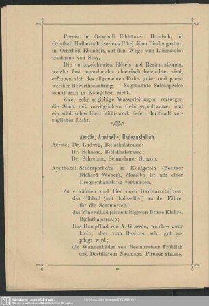 Aerzte, Apotheke, Badeanstalten