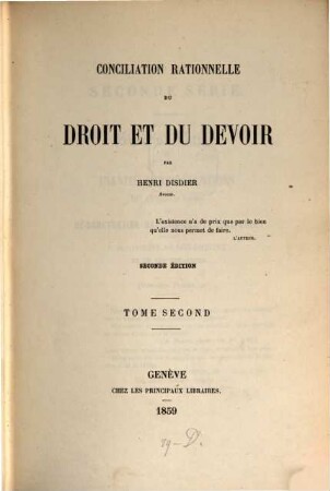 Conciliation rationnelle du droit et du devoir, 2