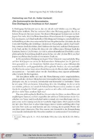 Die Soziomorphie des Bewusstseins : eine Überlegung im Anschluss an Karl Jasper